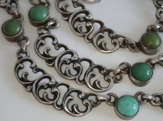 Antique Art Nouveau 800 Fine Silver Turquoise Collar Necklace