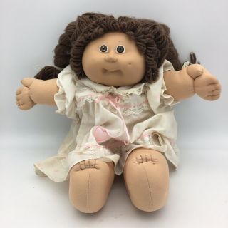 Cabbage Patch Kids Doll Girl Brown Pigtails Xavier Roberts Oaa Vintage 1980s 17 "