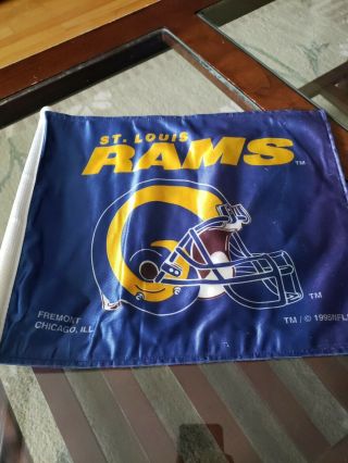 Los Angeles Rams St.  Louis Vintage Car Flag Flag Good Shape But Base Broken