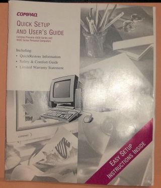 Compaq Presario 4500 Series And 4600 Series Personal Computer Quick Setup Guide
