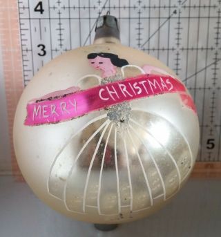 Vintage Christmas Ornament Mercury Glass Poland Large Hand Painted Dual Sided