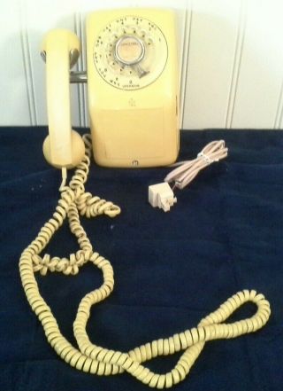 Vintage Telephone Pax Ae Automatic Electric Wall Mount Rotary Phone Yellow Gte
