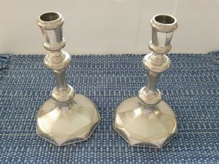 Vintage Pair Colonial Williamsburg Stieff Pewter Candlesticks 7 1/2 " Tall,  Cw30