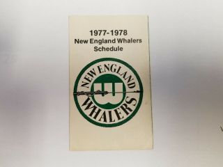 England Whalers 1977/78 Wha Hockey Pocket Schedule - Civer Center Shops