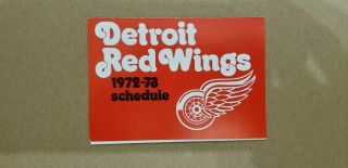 1972 - 73 Detroit Red Wings Nhl Hockey Tri - Fold Pocket Schedule
