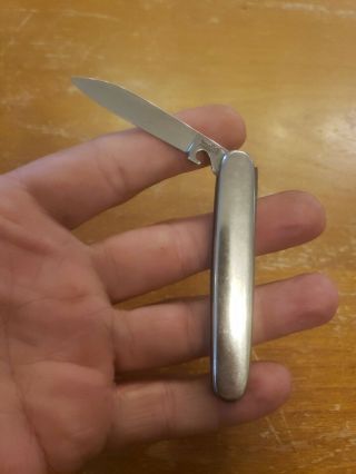 Vintage Imperial Chrome Pocket Knife W/ Trick Gravity Lock Blade 3 Patents