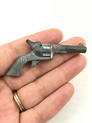 Vintage Miniature Cap Gun Die Cast Revolver Pistol Toy Charm Fob Keychain