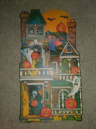 Rare Vintage Eureka 22 " Die Cut Haunted House Halloween Decoration Double Sided
