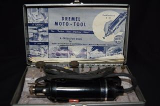 Vintage Dremel Model 2 Kit Cat.  No.  222 Electric Bits W/ Metal Case Moto Tool