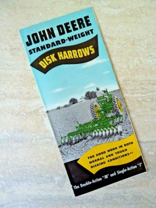 1950 Vintage John Deere Tractor Brochure - Standard - Weight Disk Harrows