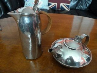 Archibald Knox Arts & Crafts/nouveau Pewter Teapot & Hot Water Pot Circa 1905