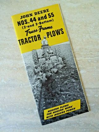 1950 Vintage John Deere Tractor Brochure - No.  44/55 Truss - Frame Tractor Plows