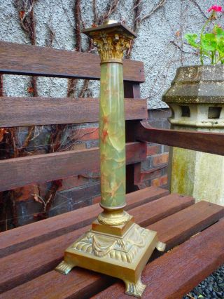 Top Quality Victorian Bronze & Onyx Corinthian Oil Lamp Column.  16.  5 