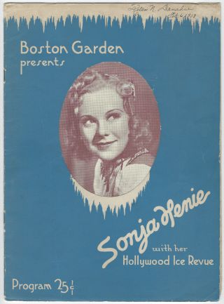 1938 Ice Skating Program,  Sonja Henie With Her Hollywood Ice Revue