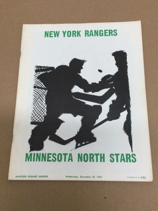 1967 Nhl Program - Minnesota North Stars At York Rangers - Hockey
