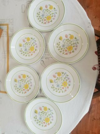 6 Vintage Corelle Spring Meadow,  8 1/2 " Luncheon Salad Plates,  Corning Usa