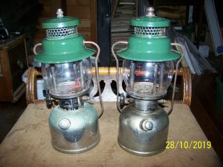 2 Vintage Coleman 242c Lanterns W/chrome Tanks,  1950 & 1949