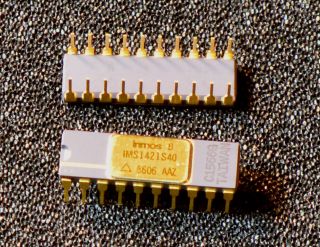 Vintage gold and purple ceramic static RAM,  Inmos IMS1421S40 4Kx4 2