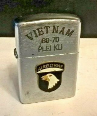 Vietnam Era Zippo Lighter With Double Sided Engraving 1969 - 70 Plei Ku Airborne
