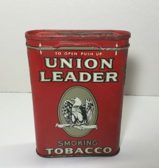 Vintage Union Leader Pipe Or Cigarette Smoking Tobacco Advertising Tin 2