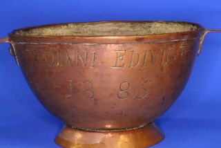 Antique Vintage Victorian Copper Bowl Trotani Edivige 1885 Italy? 14cm [17575]