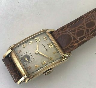 Vintage 14 Karat Gold Filled Hamilton Hand Winding Mens Watch With Seconds Reg.