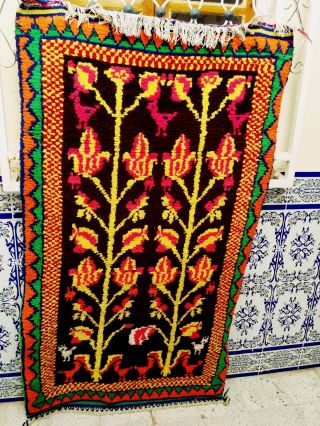 Vintage Moroccan Rug Handmade Berber Carpet Old Kilim Boucherouit 5 