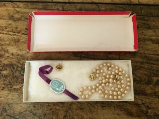 Vintage Crown Trifari Faux Pearl Necklace And Earrings Set