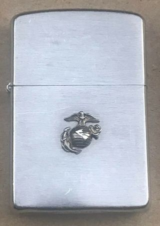 Vintage 1958 Zippo Us Marine Corps Emblem Lighter In