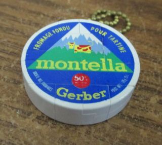 Vintage Plastic Keychain Puzzle Montella Cheese From France