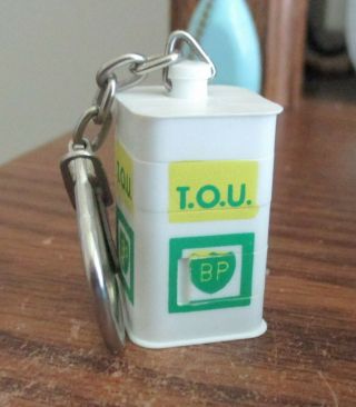 Vintage Plastic Keychain Puzzle Bp Oil Can From France