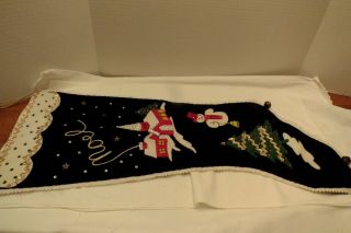 Vintage Felt Sequin Christmas Stocking Hand Made 30 Inches