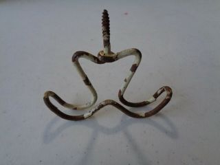 Vintage Bent Wire Screw In Style Double Hat Coat Hook