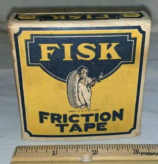 Antique Fisk Tire Time To Re - Tire Full Box Friction Tape Gas Oil Station