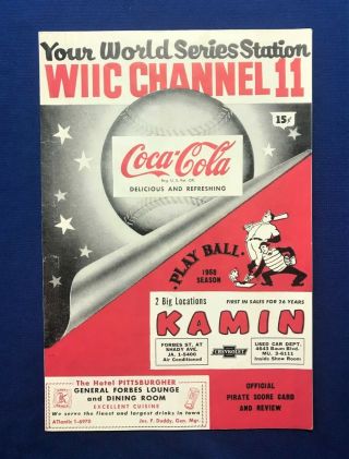 1958 Pittsburgh Pirates Vs Cincinnati Reds Baseball Program Roberto Clemente