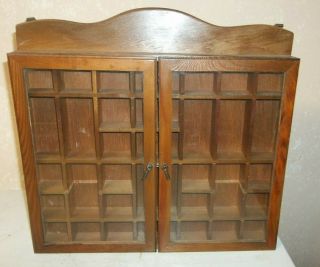 Vintage Hanging Wood Miniature Curio Cabinet/shadow Box W/2 Glass Doors