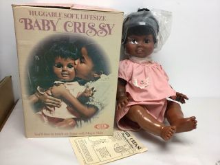 Vintage 1973 Ideal 24 " Black/aa Baby Crissy Doll In Outfit,  Box
