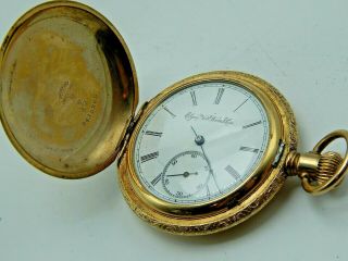 Antique Pocket watch Elgin Grade 114 Huge 14K Gold Filled Hunting Case Jas Boss 3