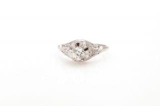 Antique 1920s $6000 1ct Vs I Old Mine Cut Diamond Platinum Filigree Ring