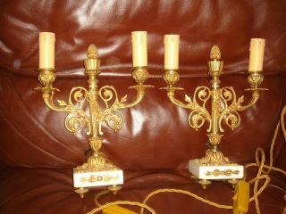 A Vintage Antique French Style Double Table Lamps Ornate Gold