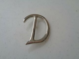 Large Silver Tone Monogram Capital " D " Initial Brooch Pin 1 - 5/8 " X 2 " [ ]
