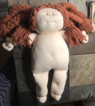 Vintage Handmade Cabbage Patch Doll Inspired Soft Body Face.  Red/brown Hair