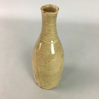 Japanese Ceramic Sake Bottle Vtg Pottery Tokkuri Stripe Ts185