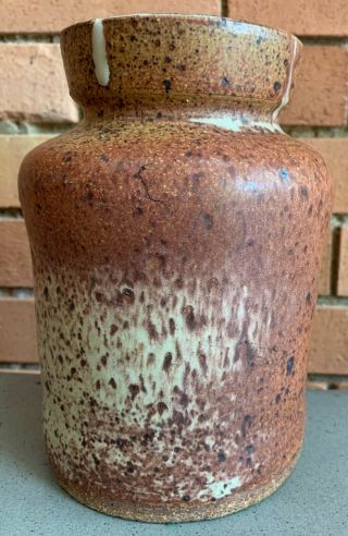 Vintage 70s Ceramic Stoneware Studio Pottery Vase Planter Mid Century Modern 3