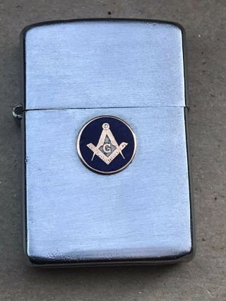 Vintage 1947 3 Barrel Hinge Zippo Masonic Shriners Emblem Lighter Great Cond.