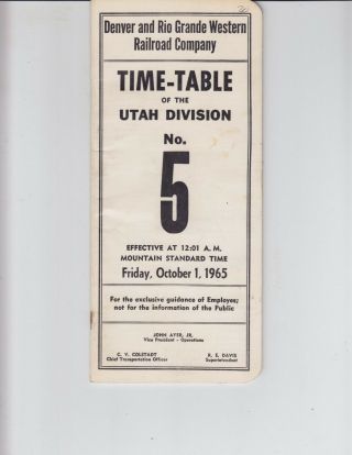 1965 Denver And Rio Grande Western Railroad Company Utah Division No.  5