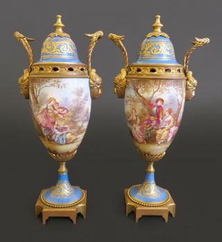 19th C.  French Sevres Porcelain Vase Mounted On Bronze