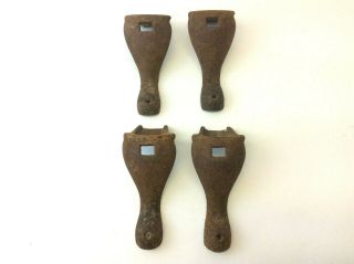Set Of Four Antique Iron Metal Small Woodstove Stove Feet Foot Legs Parts