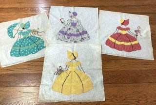 4 Vintage Sue Bonnet Applique Quilt Blocks Virginia Snow Studio,  Elgin Il 2
