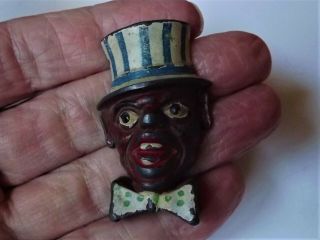 Vintage Germany Die Cast Metal Pencil Sharpener Black Americana Minstrel Circus